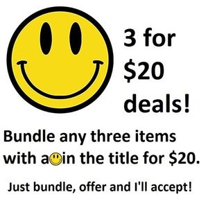 Any 3 for $20 deal! Bundle any 3 items with a 😀 in the title for just $20!